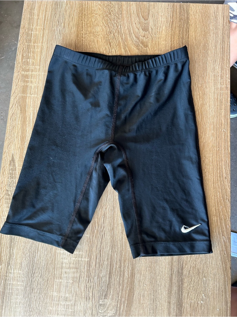 Nike Black Bike Compression Shorts with White Swoosh